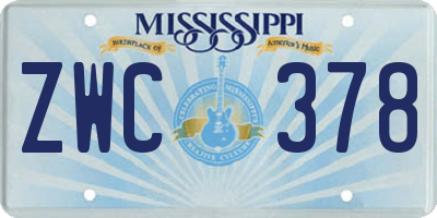 MS license plate ZWC378