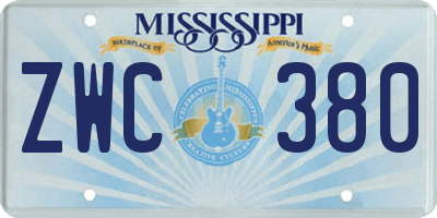 MS license plate ZWC380