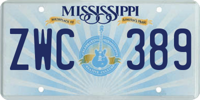 MS license plate ZWC389