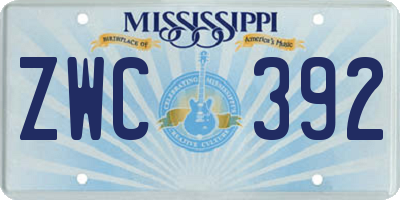 MS license plate ZWC392