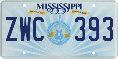 MS license plate ZWC393