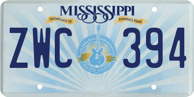 MS license plate ZWC394