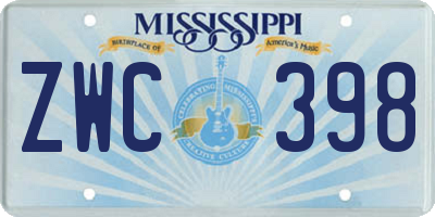 MS license plate ZWC398
