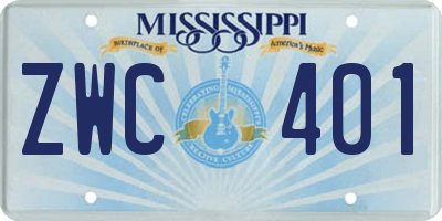 MS license plate ZWC401