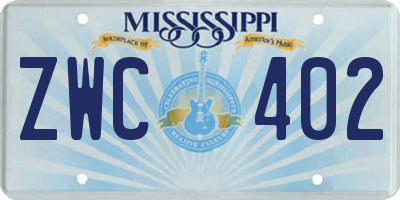 MS license plate ZWC402