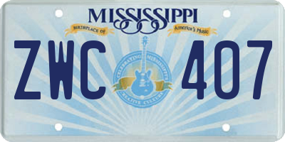 MS license plate ZWC407