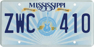 MS license plate ZWC410