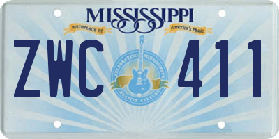 MS license plate ZWC411