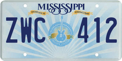 MS license plate ZWC412