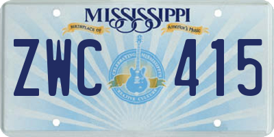 MS license plate ZWC415