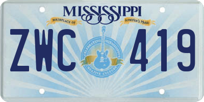 MS license plate ZWC419