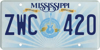 MS license plate ZWC420