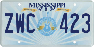 MS license plate ZWC423