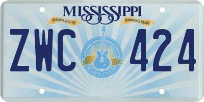 MS license plate ZWC424