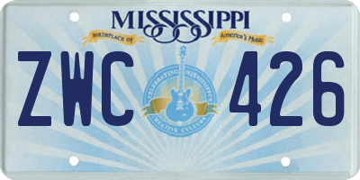 MS license plate ZWC426