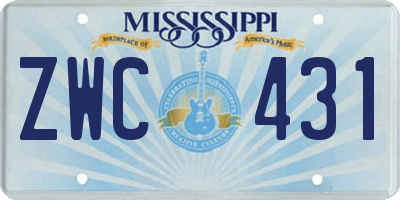 MS license plate ZWC431