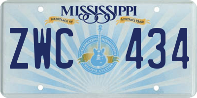 MS license plate ZWC434