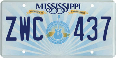 MS license plate ZWC437