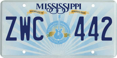 MS license plate ZWC442