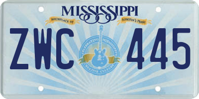 MS license plate ZWC445