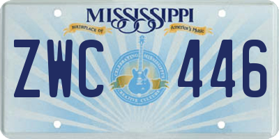 MS license plate ZWC446