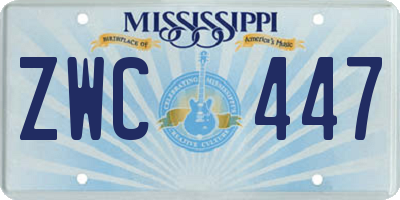 MS license plate ZWC447