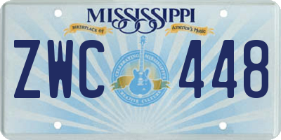 MS license plate ZWC448