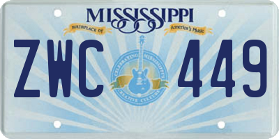 MS license plate ZWC449