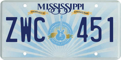 MS license plate ZWC451