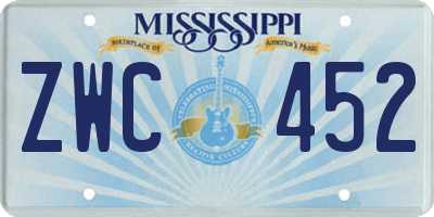 MS license plate ZWC452