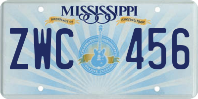 MS license plate ZWC456
