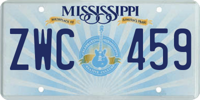 MS license plate ZWC459