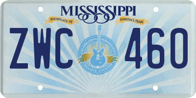MS license plate ZWC460