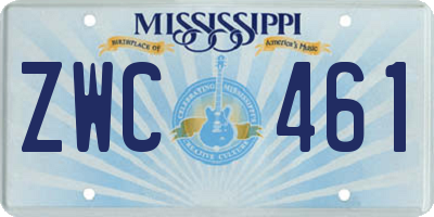 MS license plate ZWC461