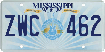 MS license plate ZWC462