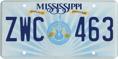 MS license plate ZWC463
