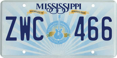 MS license plate ZWC466