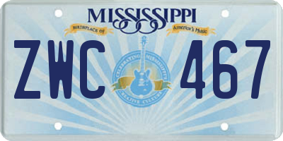 MS license plate ZWC467