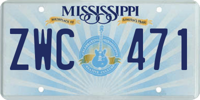 MS license plate ZWC471