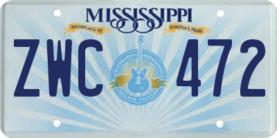 MS license plate ZWC472
