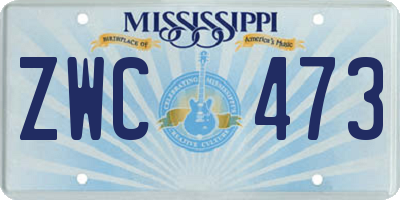 MS license plate ZWC473
