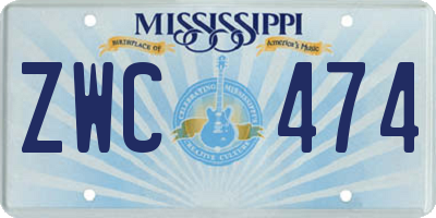 MS license plate ZWC474