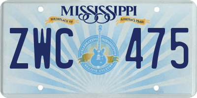 MS license plate ZWC475