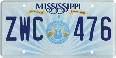MS license plate ZWC476
