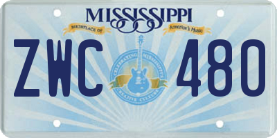 MS license plate ZWC480