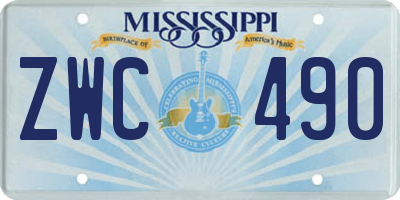MS license plate ZWC490