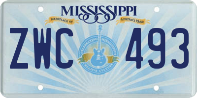 MS license plate ZWC493