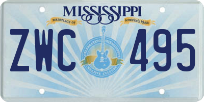 MS license plate ZWC495