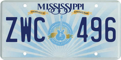 MS license plate ZWC496