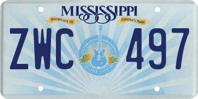 MS license plate ZWC497